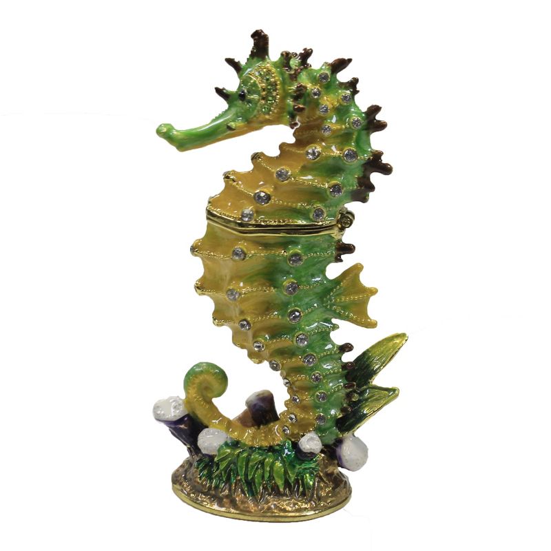 Hinged Trinket Box 4.25" Sea Horse Box Magnetic Ocean  -  Decorative Figurines