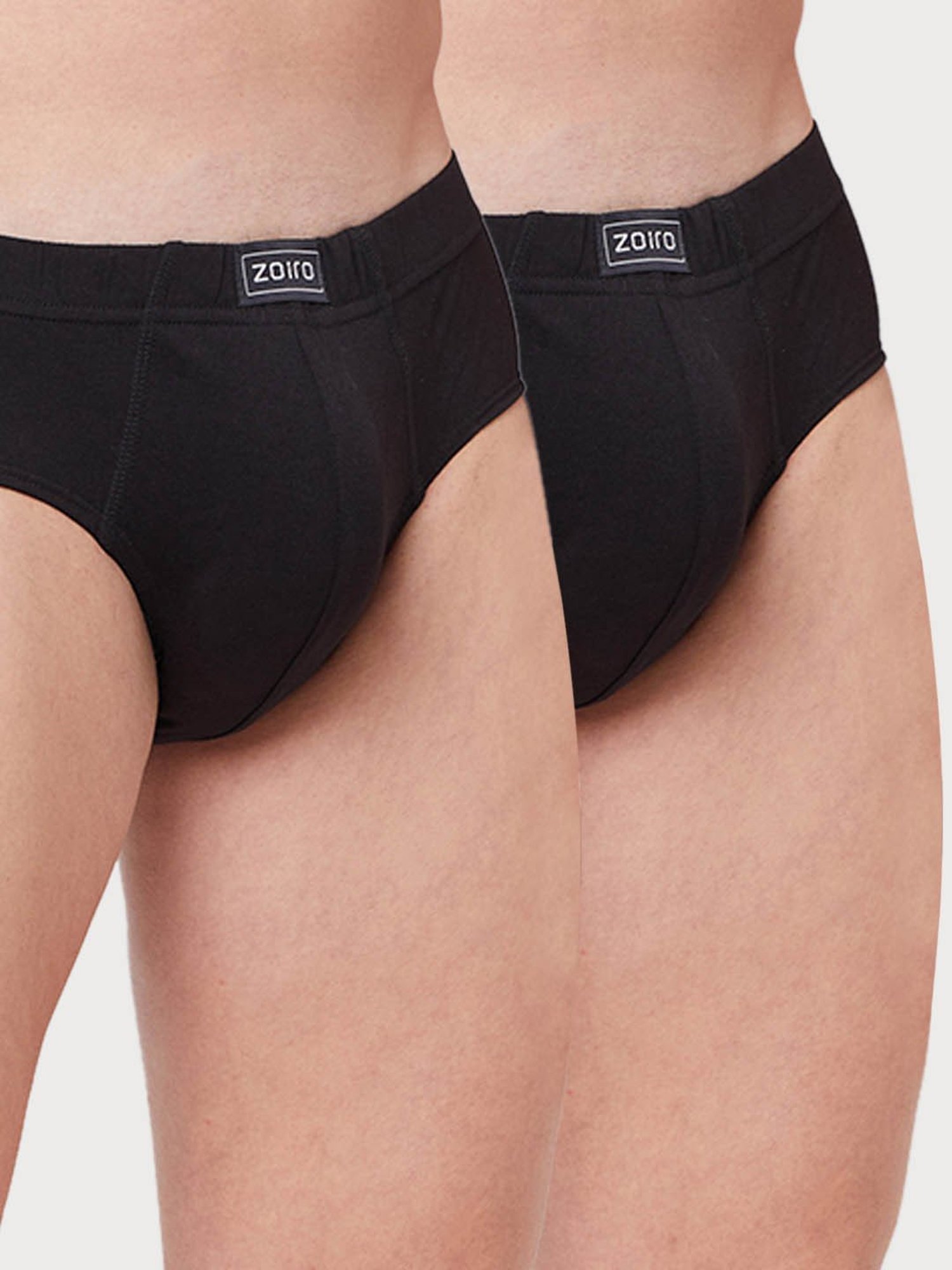 Zoiro Black Cotton Regular Fit Briefs - Pack Of 2