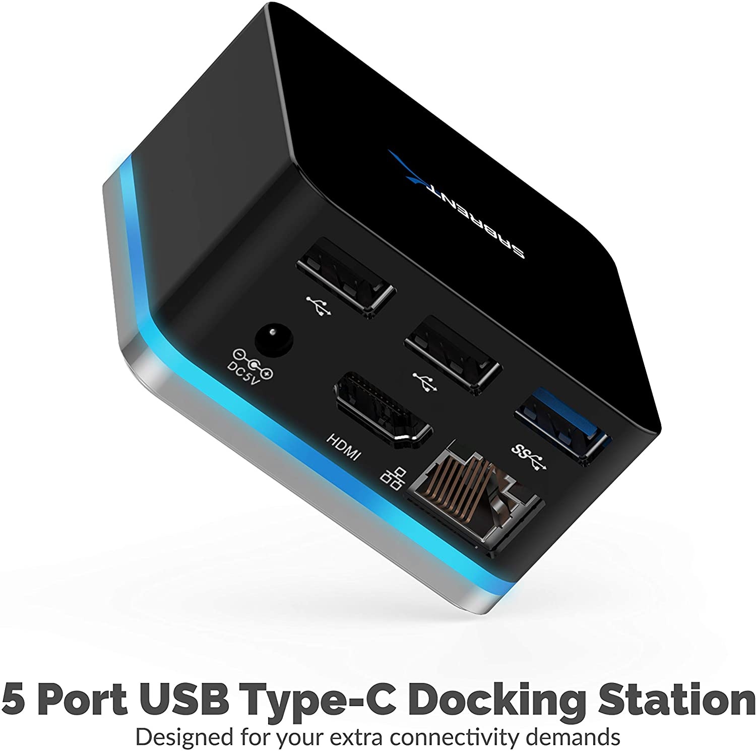 Sabrent 5 Port USB Type C Mini Continuum Docking Station, Supports Up to 3840x2160 at 30HZ (DS-CMND)