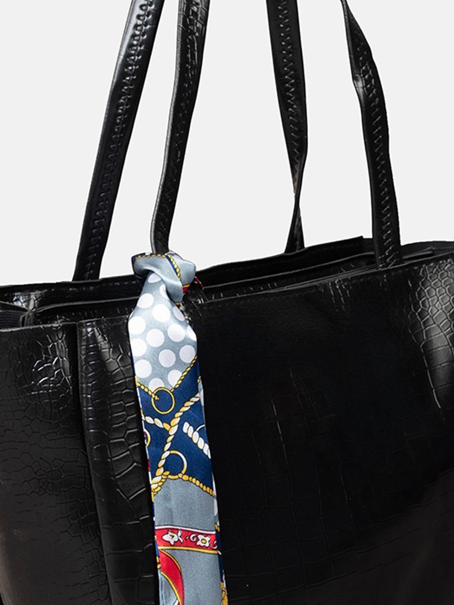 Gaurapakhi Black Textured Large Tote Bag