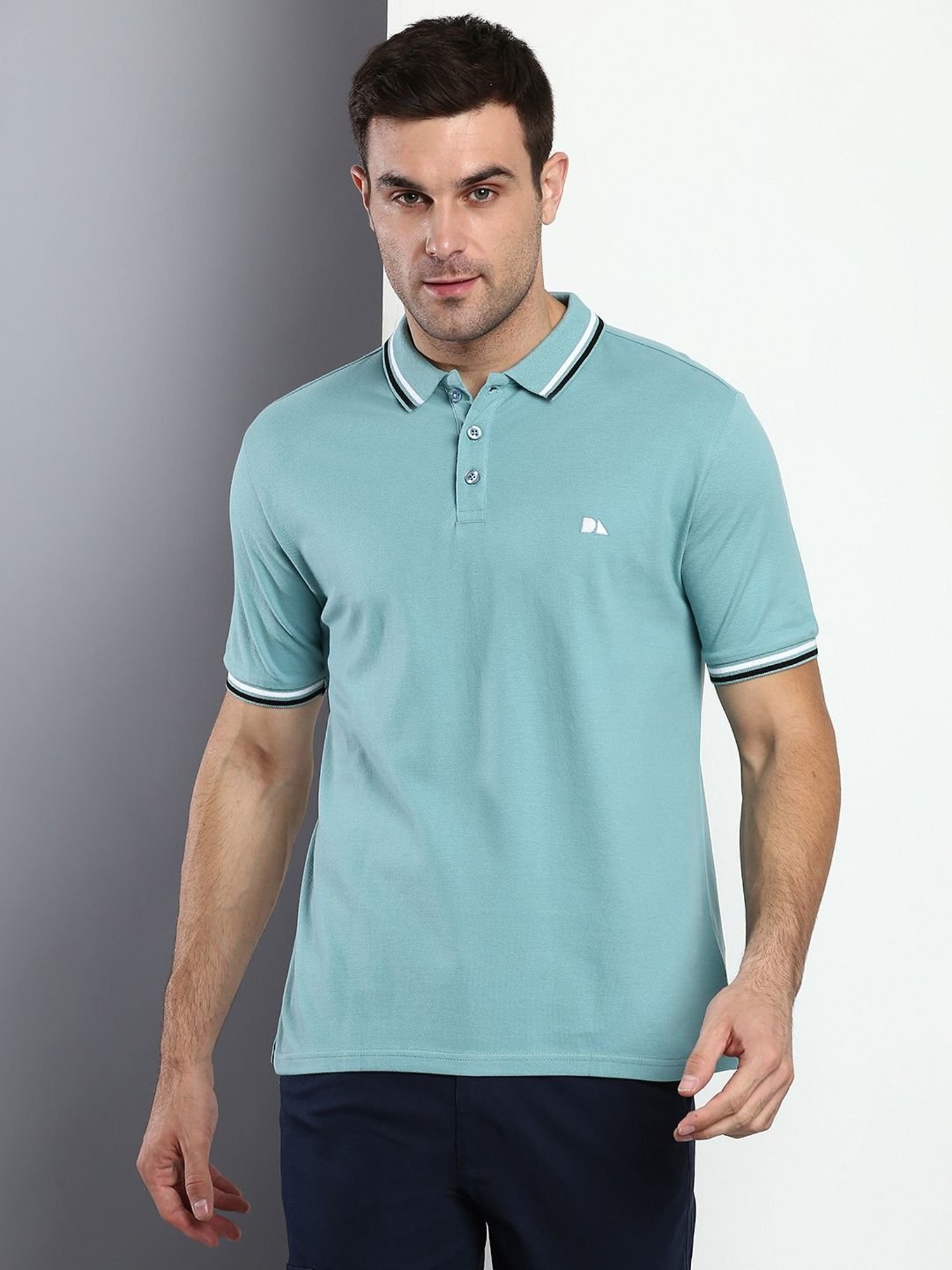 Dennis Lingo Aqua Cotton Slim Fit Polo T-Shirt