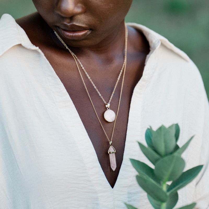 Sanctuary Project Rose Quartz Round Pendant Necklace Gold