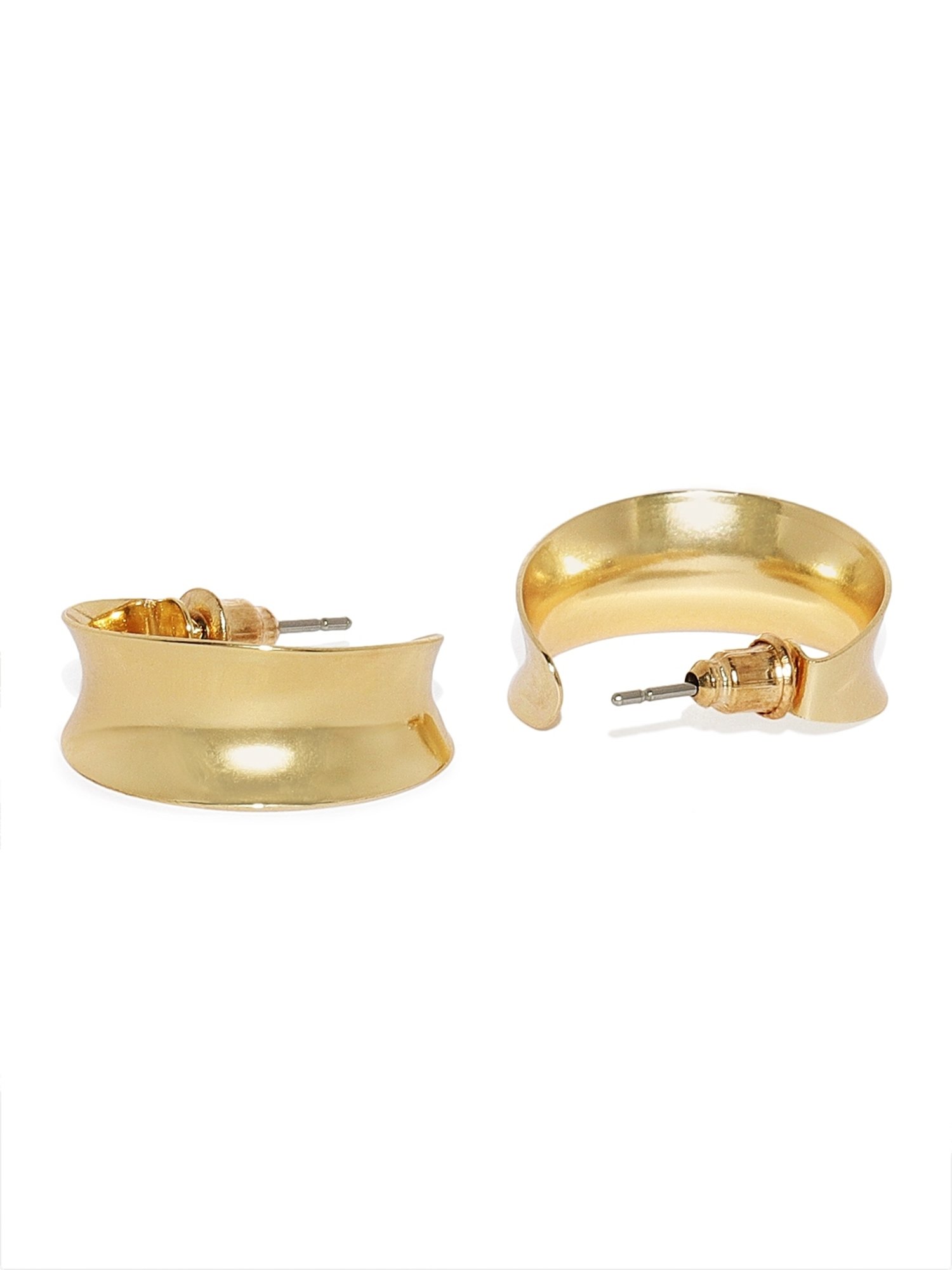 OOMPH Golden Tone Vintage Retro Style Quirky Shape Fashion Half Hoop Earrings for Women