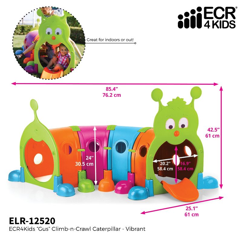ECR4Kids Vibrant GUS Climb-N-Crawl Caterpillar Tunnel-Indoor/Outdoor Kids Play