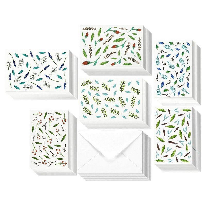 Best Paper Greetings 48 Pack Blank All Occasion Greeting Cards with Envelopes Bulk Boxed Set, Watercolor Leaves 4x6 in
