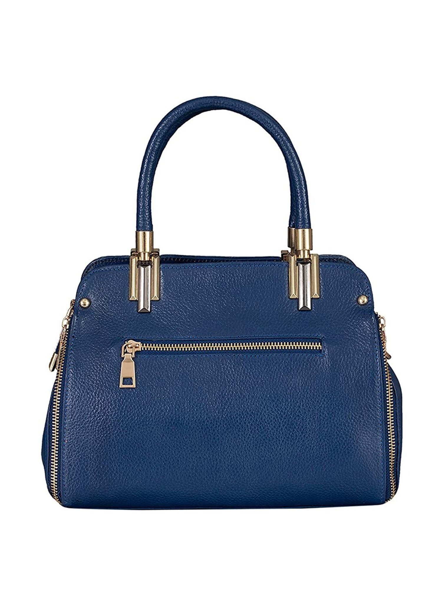HiLEDER Blue Solid Medium Satchel Handbag
