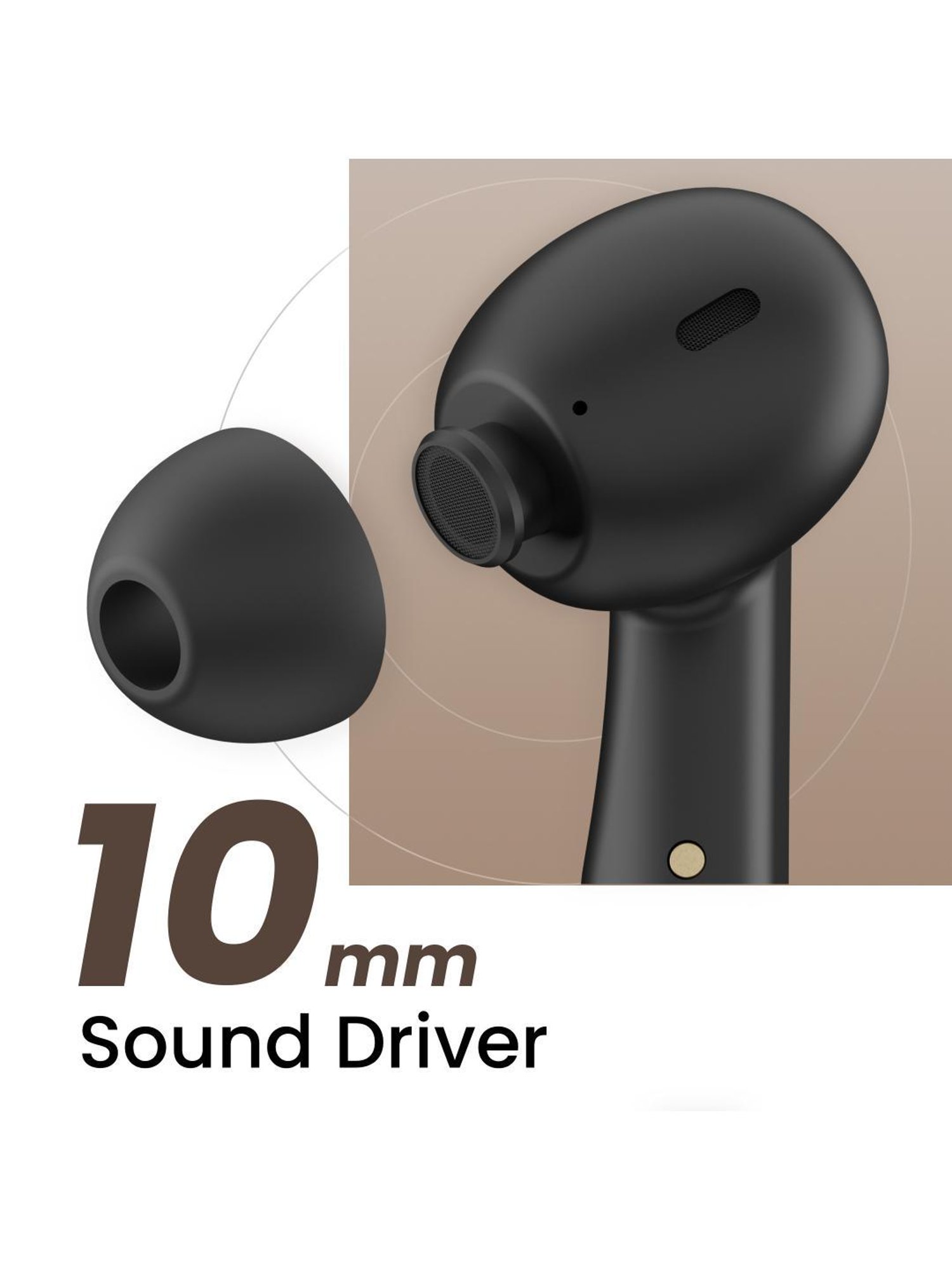 Hammer Solitude In Ear BT v5.3 Earbuds with Upto 22H Playtime & ENC (Truffle Black, True Wireless)