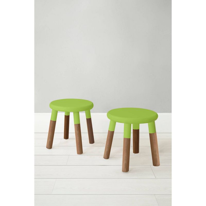 Set of 2 Peewee Wood Veneer Kids' Chairs Solid Walnut/Green - Nico & Yeye