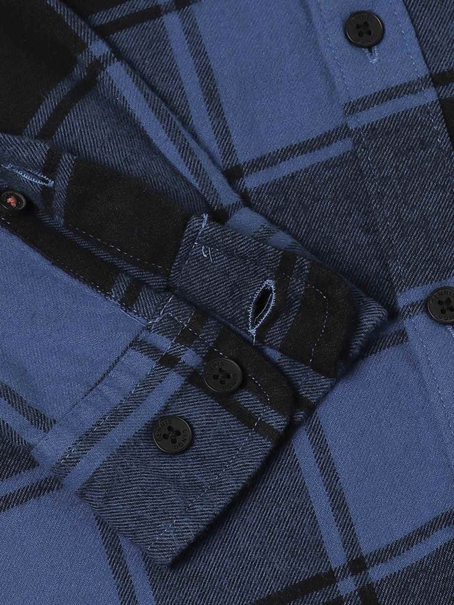 Dennis Lingo Blue Cotton Slim Fit Checks Shirt