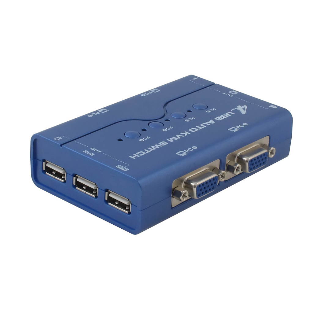 SEDNA - 4 Port USB KVM Switch ( with 4 set of USB KVM cables and 4 set of Audio cables )