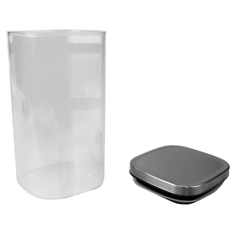 Michael Graves Design Large 47 Ounce Square Borosilicate Glass Canister with Stainless Steel Top