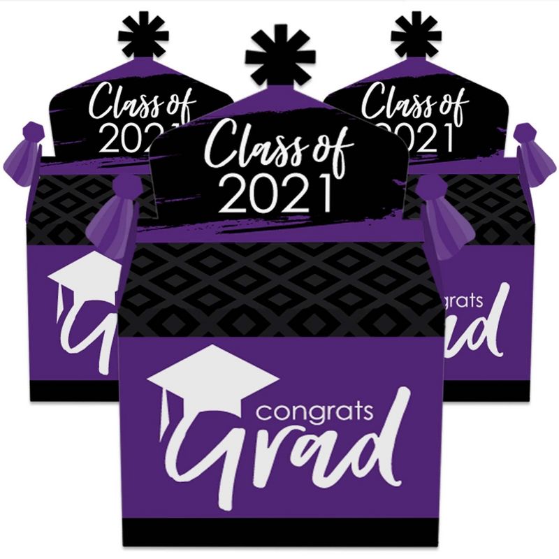 Big Dot of Happiness Purple Grad - Best is Yet to Come - Treat Box Party Favors - 2021 Purple Graduation Party Goodie Gable Boxes - Set of 12