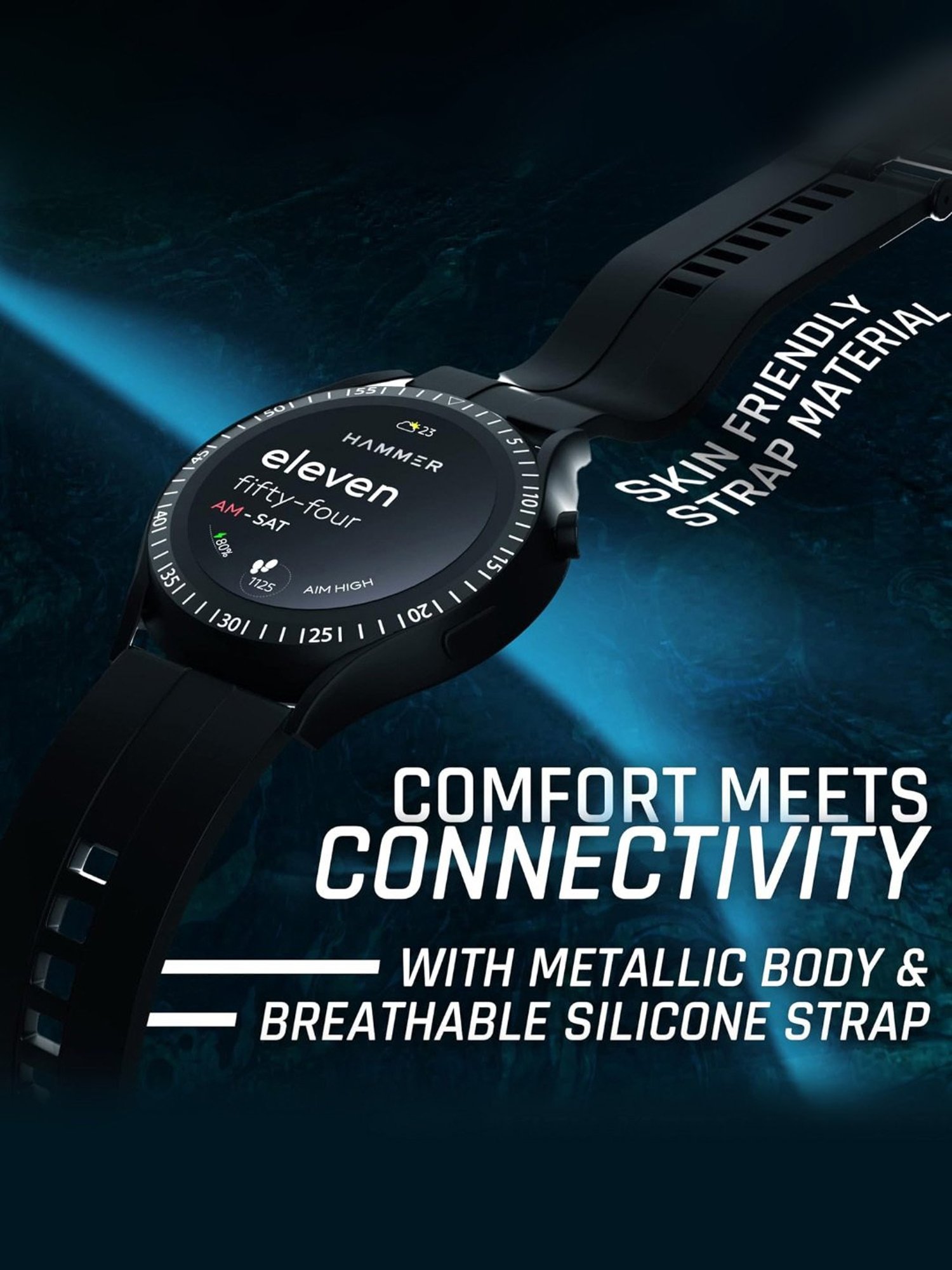 Hammer Pulse Ace Plus Round Dial Bluetooth Calling Smartwatch (Black)