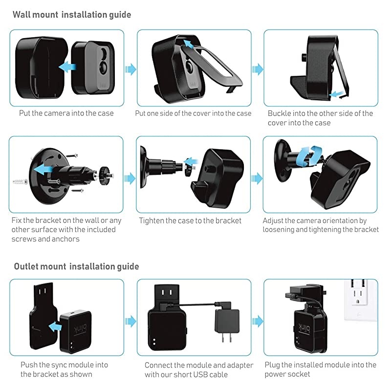 XT2 Camera Wall Mount Bracket Weatherproof Protective Cover and 360 Degree Adjustable Camera Mount with Sync Module Outlet Mount for XT2 Home Security Camera System Black 3 Pack