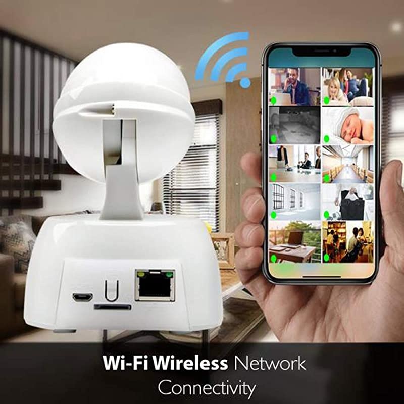 Indoor Wireless IP Camera-HD 720p Network Security Surveillance Home Monitoring w/ Motion Detection, Night Vision,PTZ,2 Way Audio, iPhone Android Mobile App-PC WiFi Access- IPCAMHD30,White
