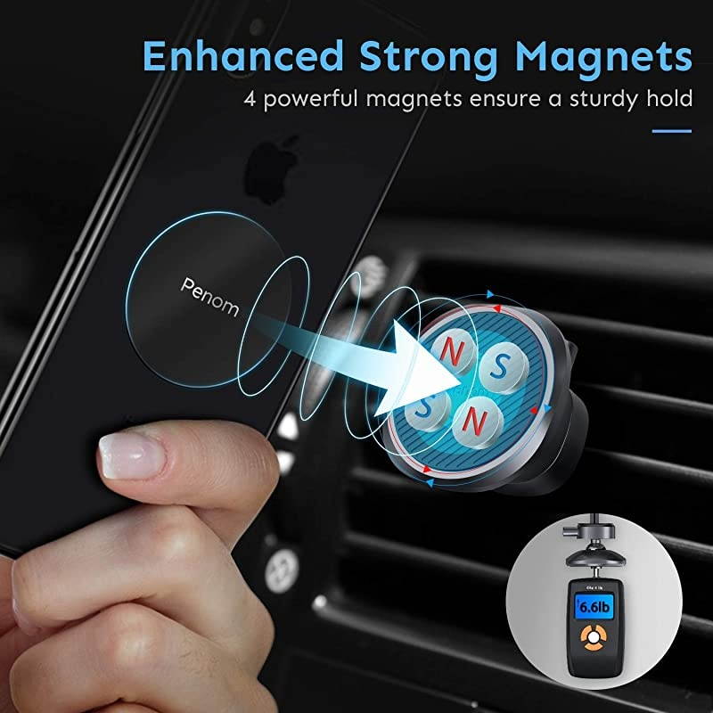 Magnetic Phone Car Mount  Cell Phone Holder for Car Universal Air Vent Magnet Car Phone Mount Fits iPhone 11 Xs Max XR X 8 7 6S 6 Plus and Most Smartphones Space Grey
