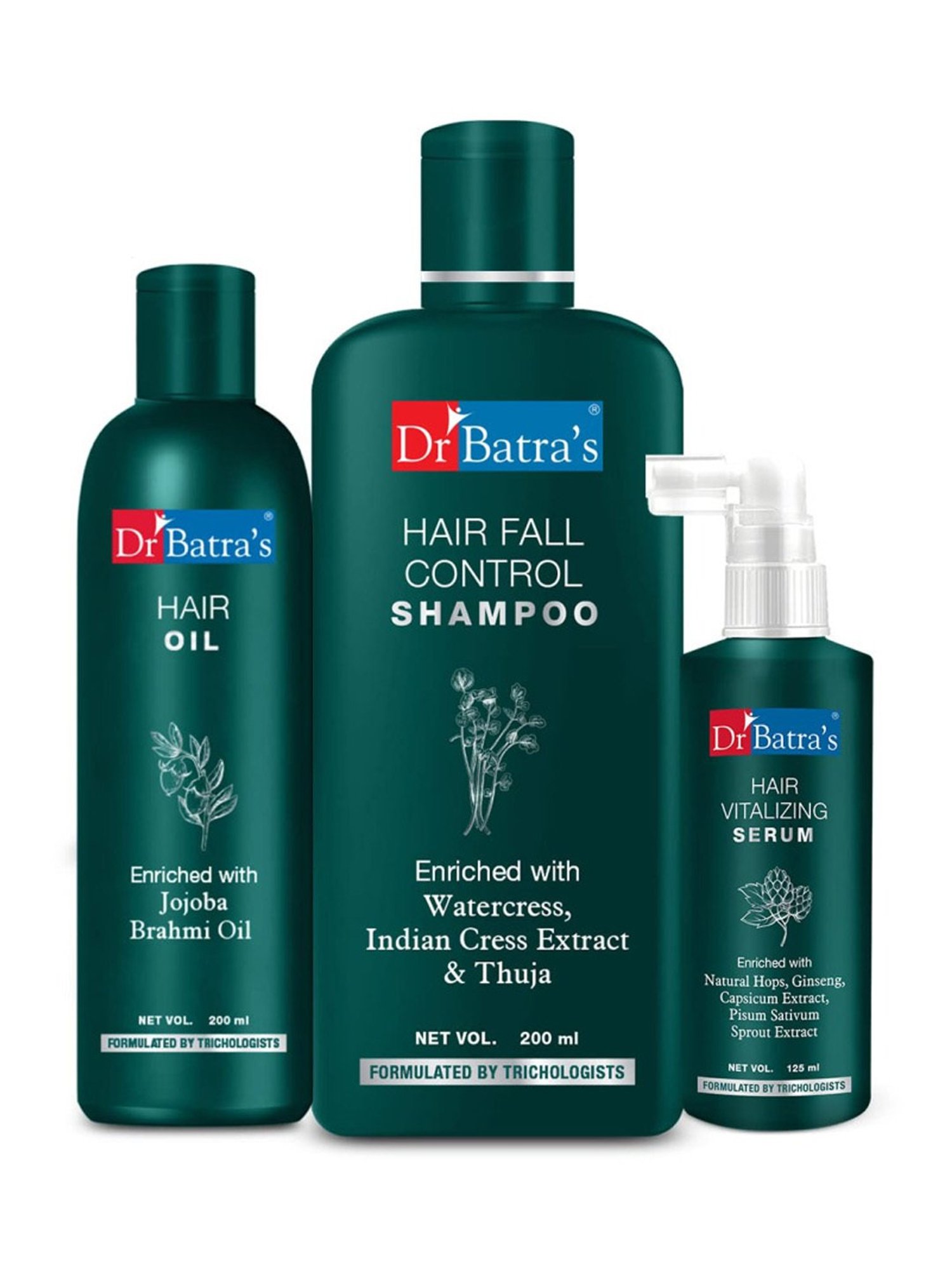 Dr. Batra's Hair Vitalizing Serum, Hairfall Control Shampoo & Hair Oil