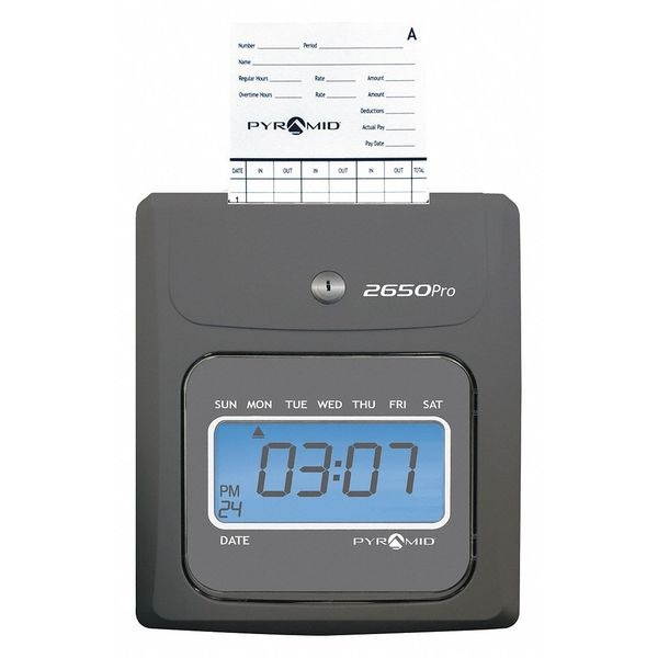 2650 Pro Auto Aligning Time Clock LCD Display Charcoal