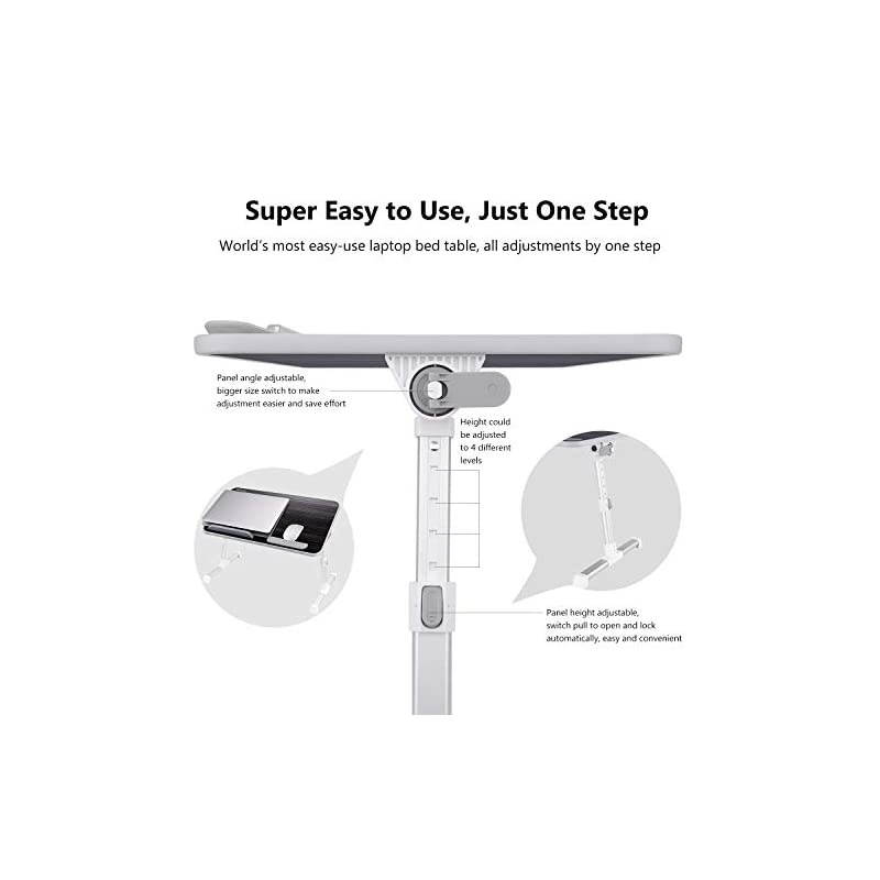 Laptop Bed Tray Table,  Adjustable Laptop Bed Stand, Portable Standing Table with Foldable Legs, Foldable Lap Tablet Table for Sofa Couch Floor - Medium Size