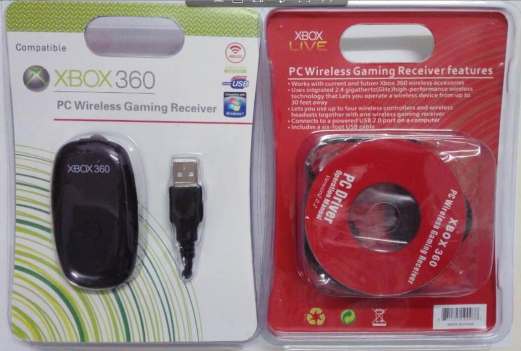 USB Wireless Receiver compatible with Xbox 360 Controllers for PC Gaming and Steam Platforms