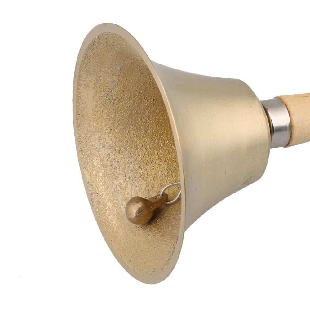 BQLZR 11cm Diameter Solid Brass Wood Handle School Bell for Entertainment Use