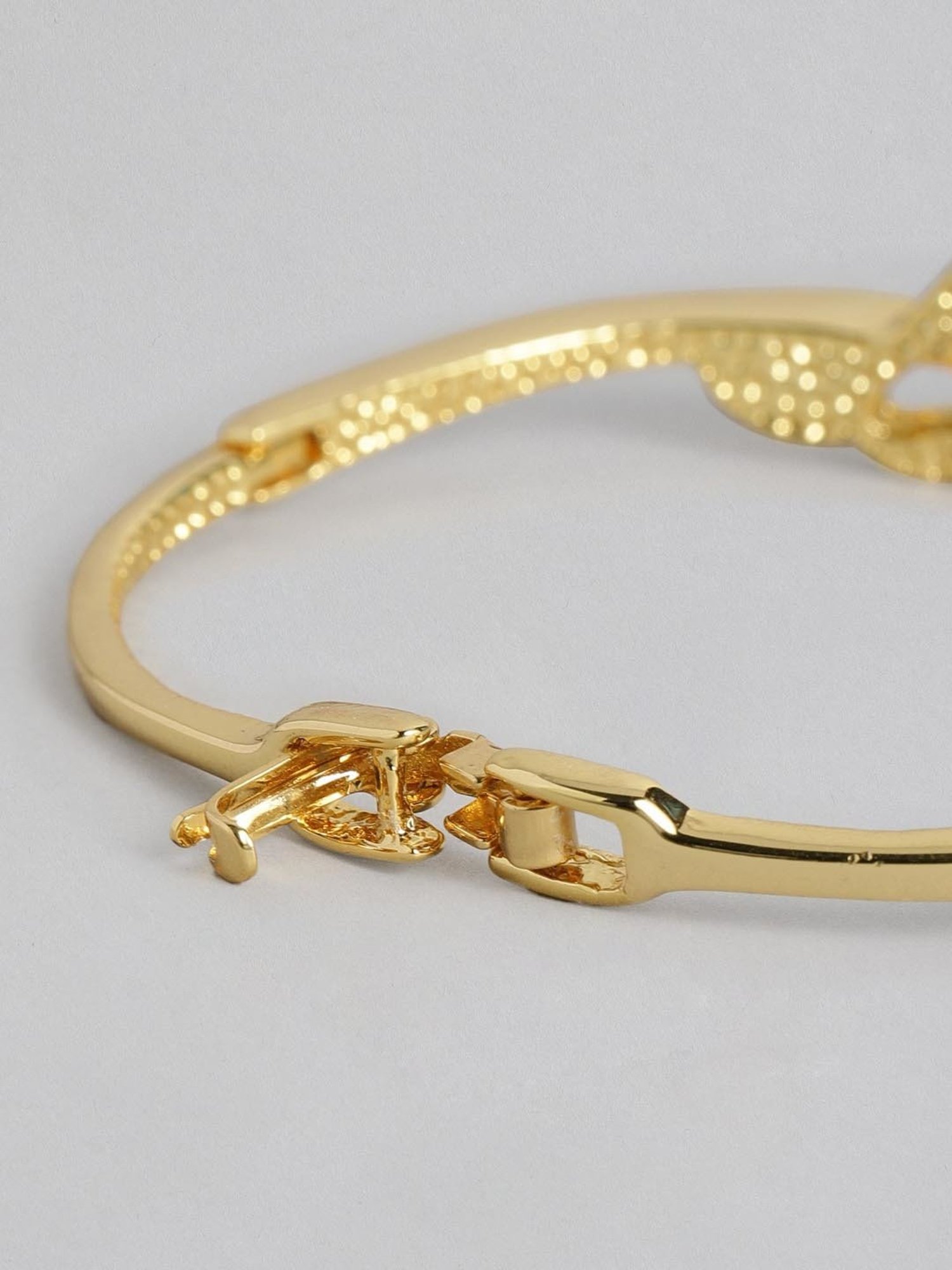 Estele Gold & Rhodium-Plated 3 Petal Wave Bracelet with Crystals for Women