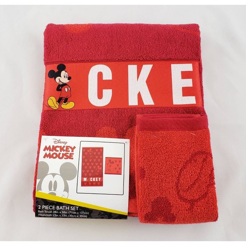 Disney Mickey Mouse Bath Towel Wash Cloth Set