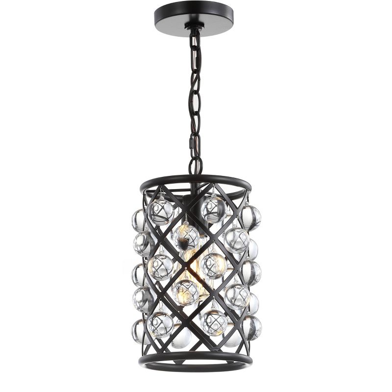 8" Metal/Crystal Gabrielle Pendant (Includes Energy Efficient Light Bulb) Black - JONATHAN Y