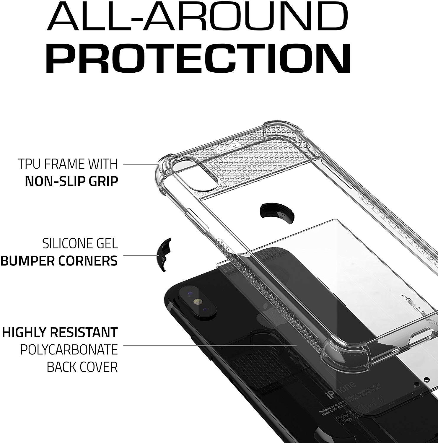 Moshi Vitros Clear Case for iPhone 11 - For Apple iPhone 11 Smartphone - Clear, Raven Black - High Gloss