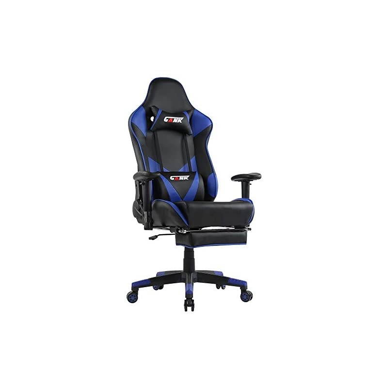 Gaming Chair Racing Office Computer Chair High Back PU Leather Swivel Chair with Adjustable Massage Lumbar Support and Headrest