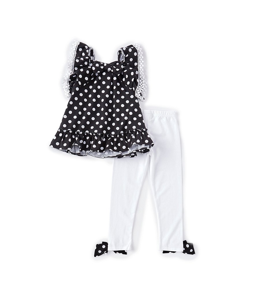 Ally B Big Girls 7-16 Flutter-Sleeve Dotted Top & Shorts Set