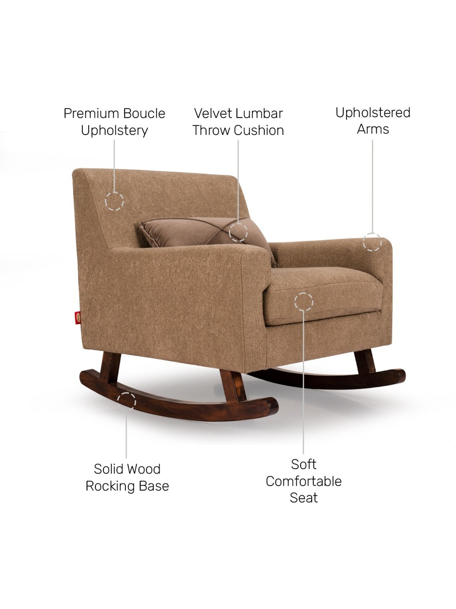 Durian Melania Cigar Brown Fabric Rocker Chairs