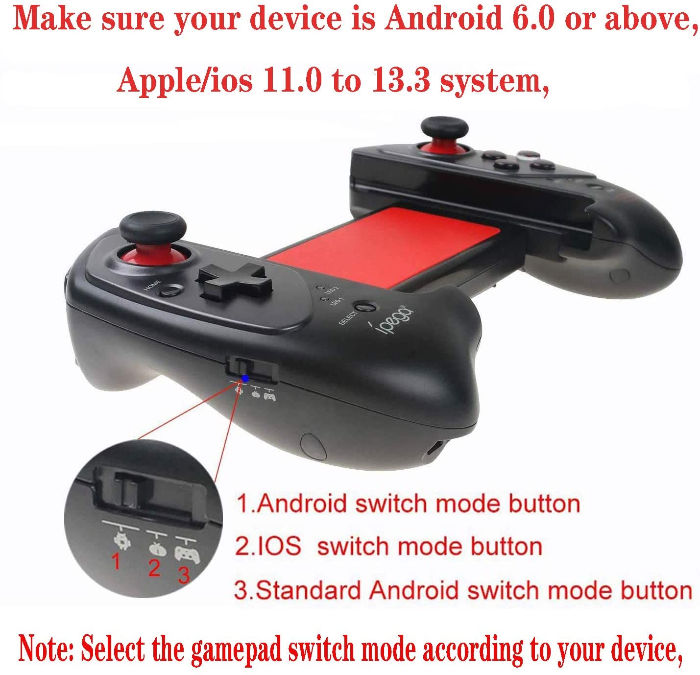 Wireless 4.0 Smart PUBG Mobile Game Controller for Android/iOS Mobile Phone Tablet (Android 6.0 and Higher Systems, ios11.0-13.3 Systems, not Compatible with 13.4 and Higher Systems)
