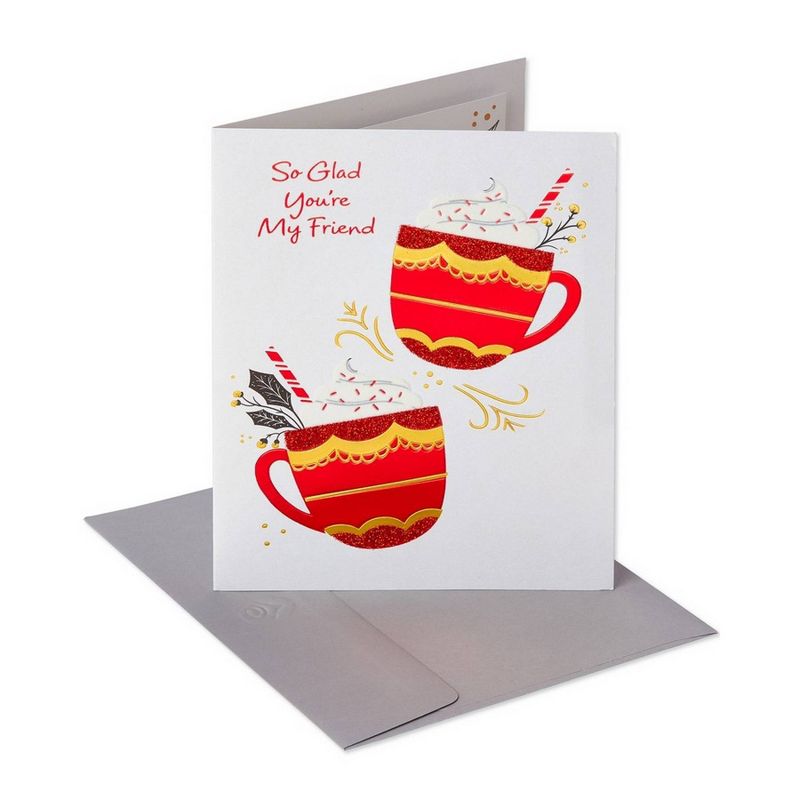 "So Glad Youre My Friend" Hot Cocoa Christmas Card With Glitter