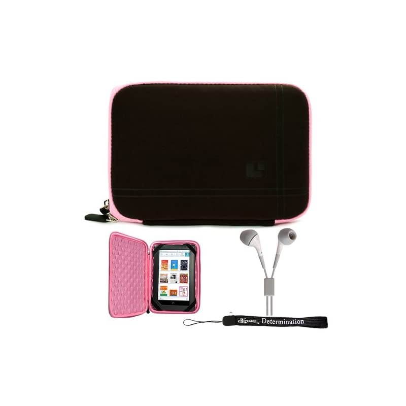 Brown Limited Edition Stylish Sleeve Premium Cover Case for Accessories for Barnes and Noble Nook Color eBook Reader Tablet and Hand Strap and Earbuds