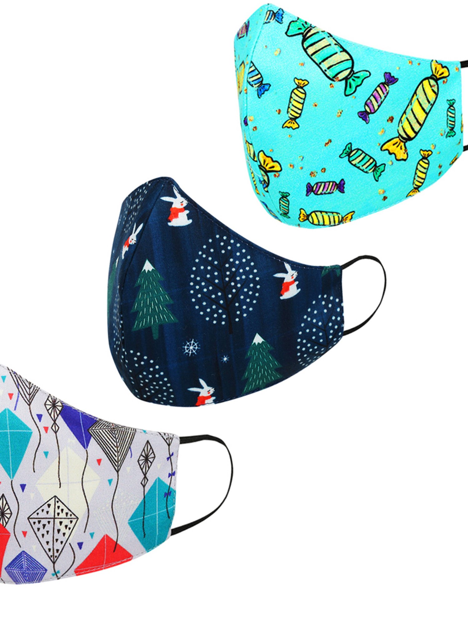 Tossido 8 - 14 Yrs. KIDS 3 Layered Reusable Face Masks - Pack of 3