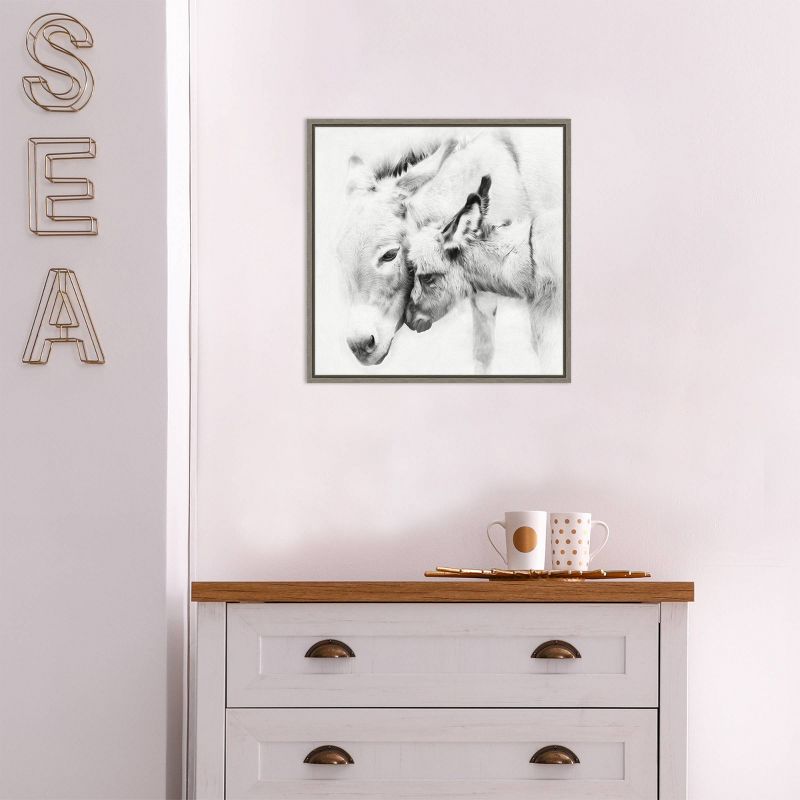 16" x 16" Donkey Portrait III by PH Burchett Framed Canvas Wall Art - Amanti Art