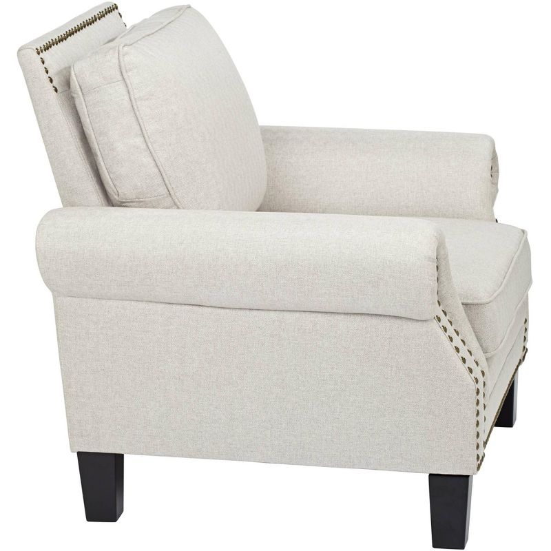 Elm Lane Clyde Park Oslo Linen Nailhead Trim Armchair