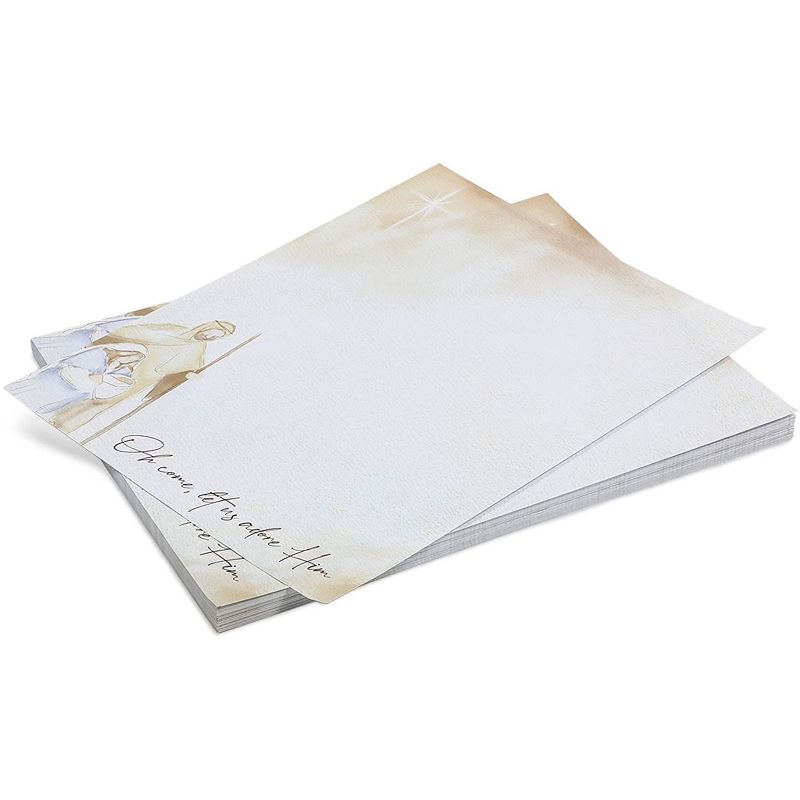 Faithful Finds 100-Pack Christmas Religious Nativity Theme Letter Paper, Let Us Adore Him (8.5 x 11 In)