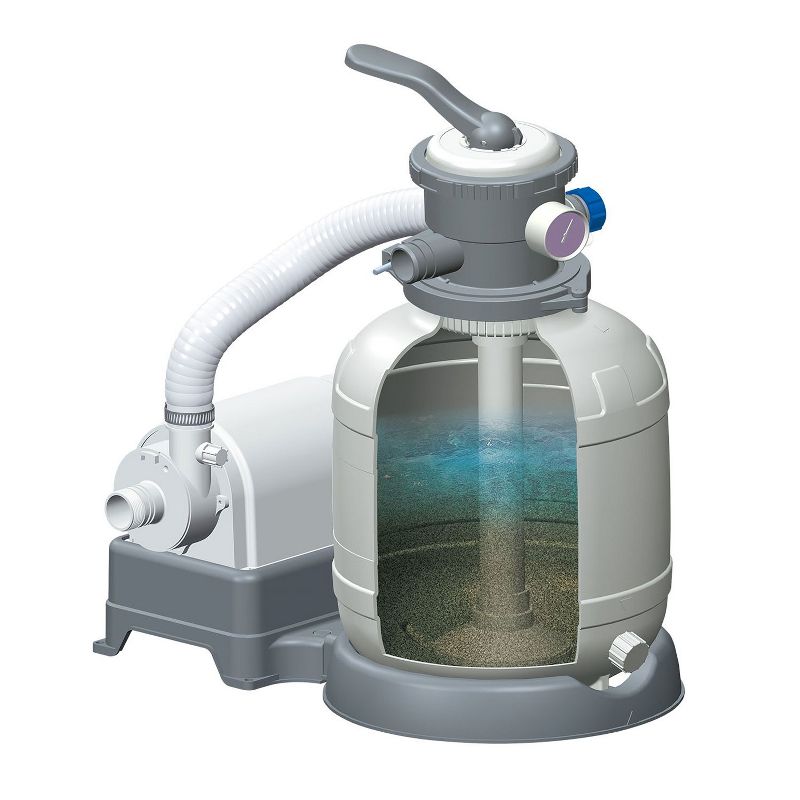 Summer Waves P53ST1100 Universal 10 Inch Sand Filter Pump Pool Cleaning System with 6 Function Handle for Above Ground Swimming Pool