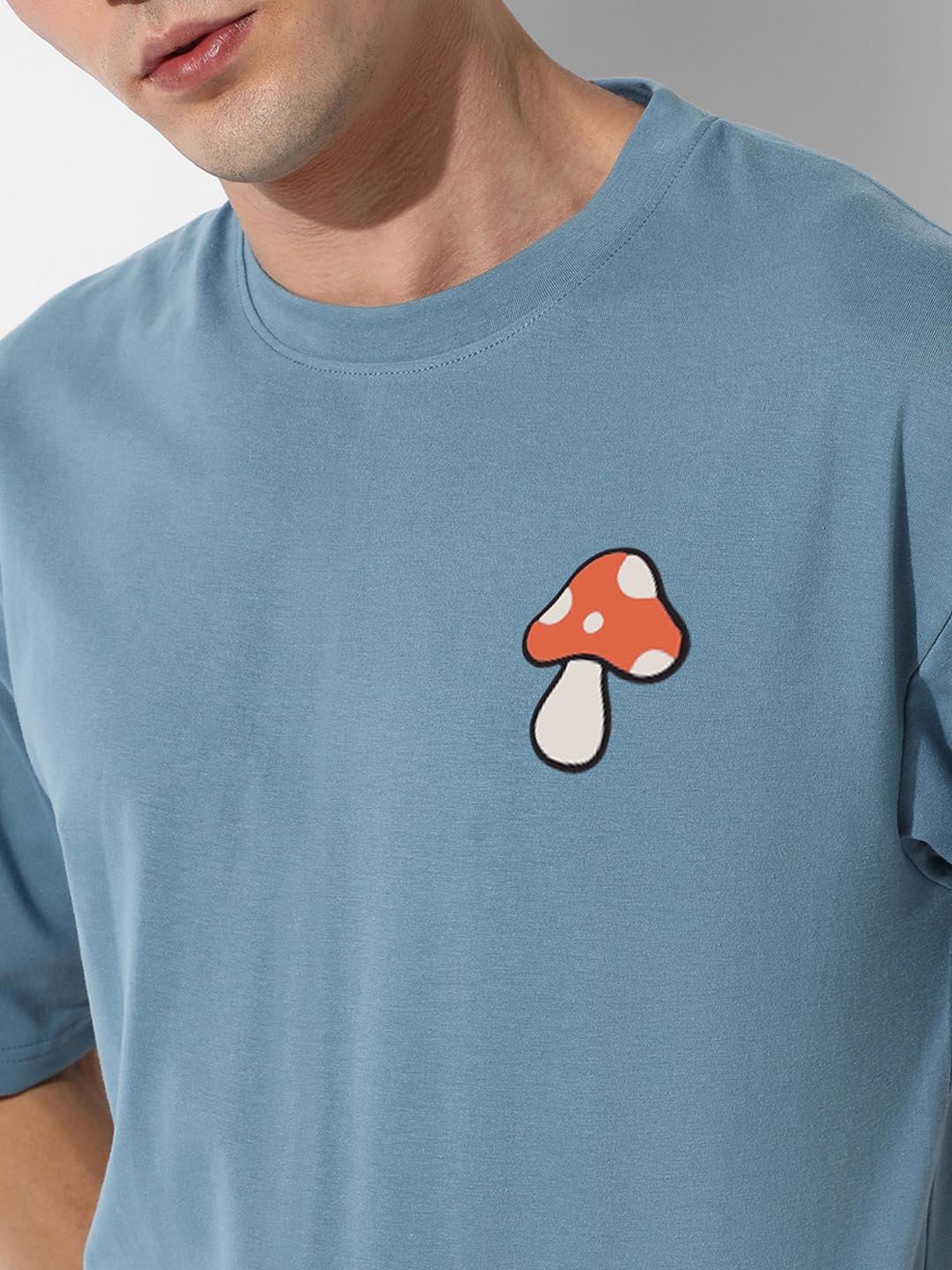 Campus Sutra Blue Regular Fit Oversized Mushroom Printed Co-Ord Set