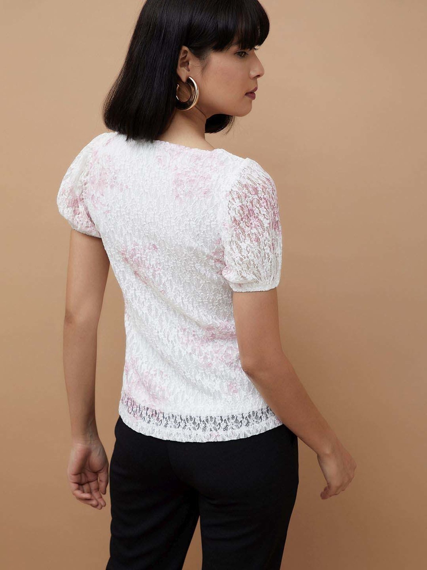 Code by Lifestyle White Printed Top