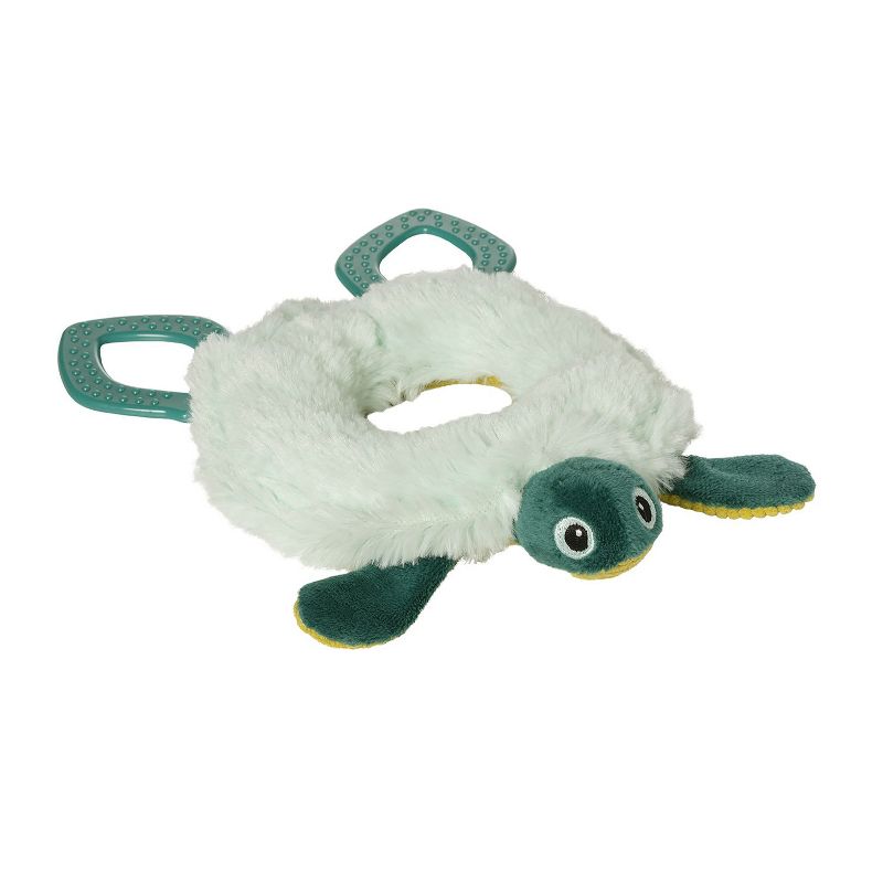 Manhattan Toy Theo Turtle Baby Toy Ring Rattle with Crinkle Paper and Textured Teethers