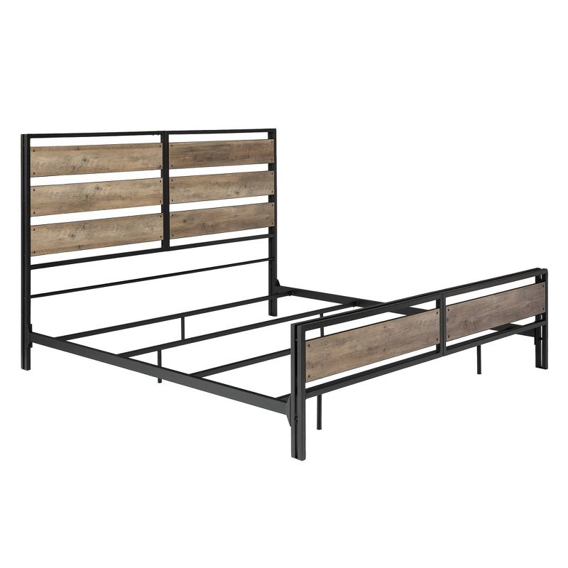 King Urban Chic Metal and Wood Plank Bed Gray Wash - Saracina Home