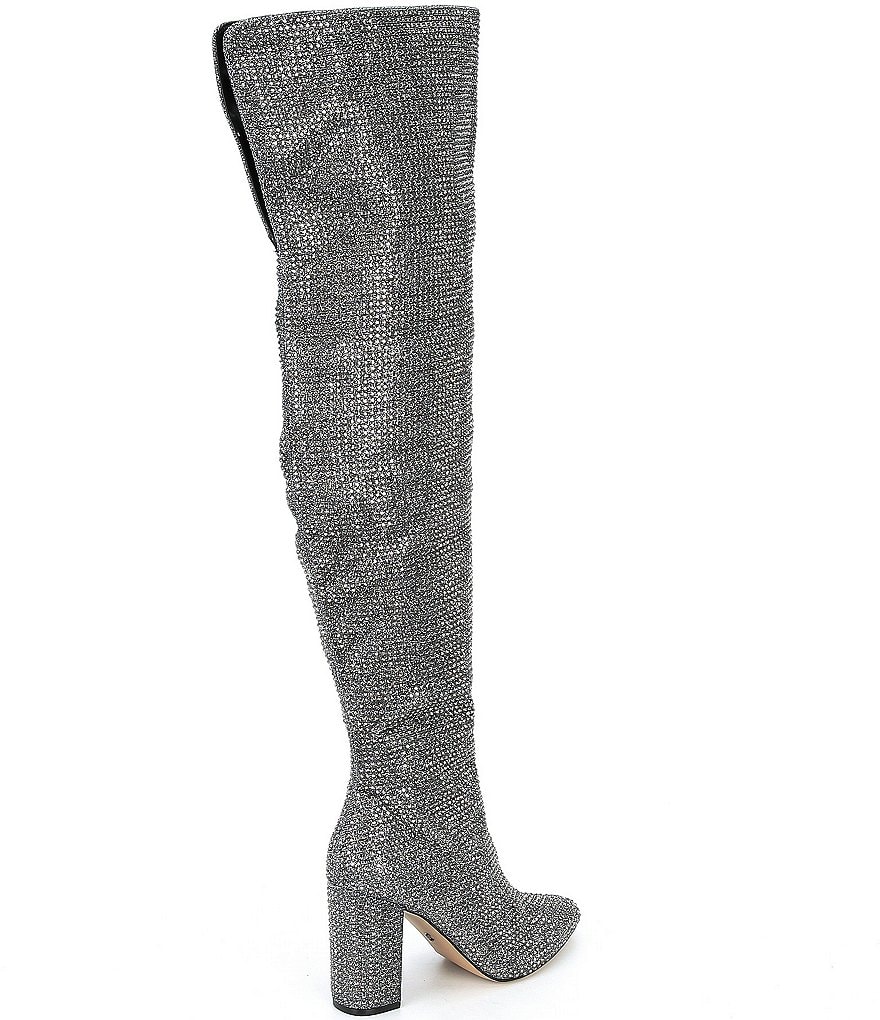 Carvela Shine Over-The-Knee Rhinestone Embellished Block Heel Boots