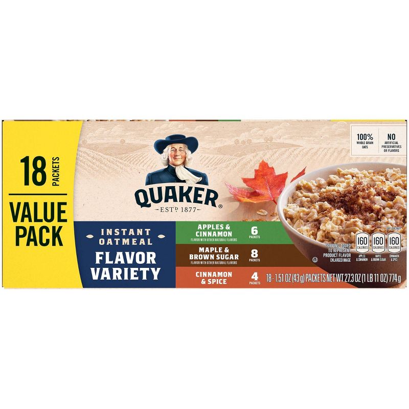 Quaker Flavor Variety Instant Oatmeal 18 pk