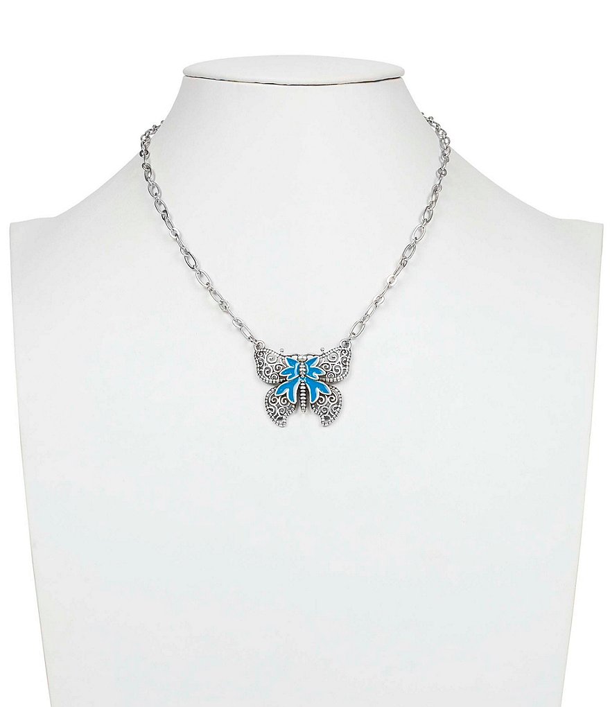 Patricia Nash Enamel Butterfly Pendant Necklace