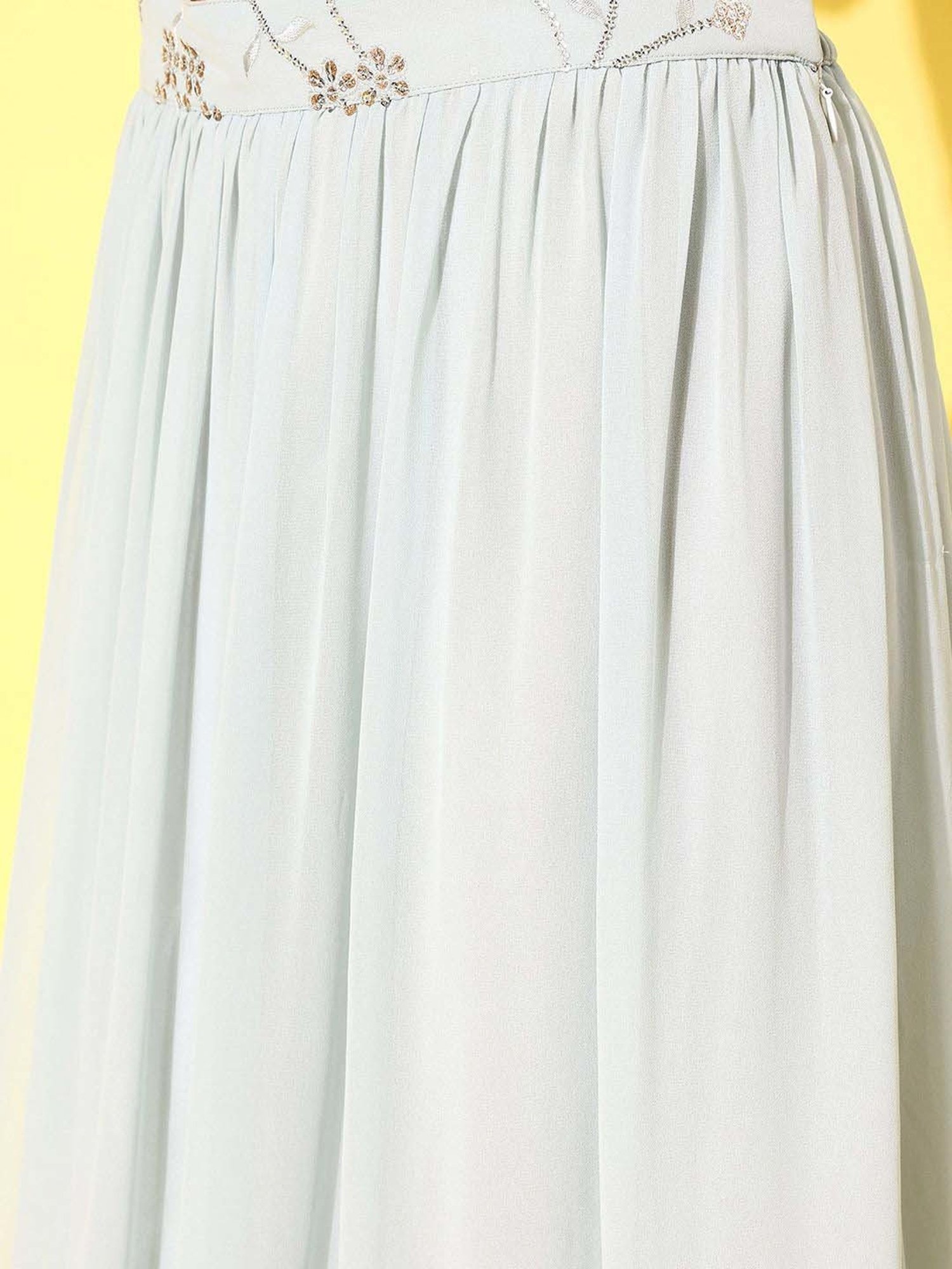 Libas Blue Embellished Lehenga & Choli Set With Attached Dupatta