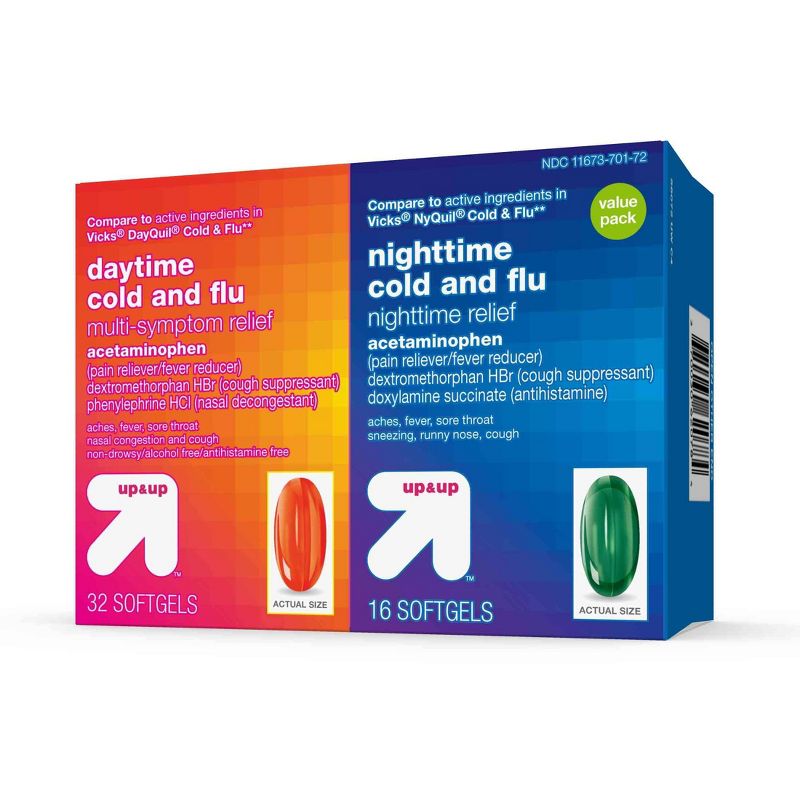 Day/Night Multi -Symptom Cold & Flu Relief Combo Pack Softgels 48ct - up & up™