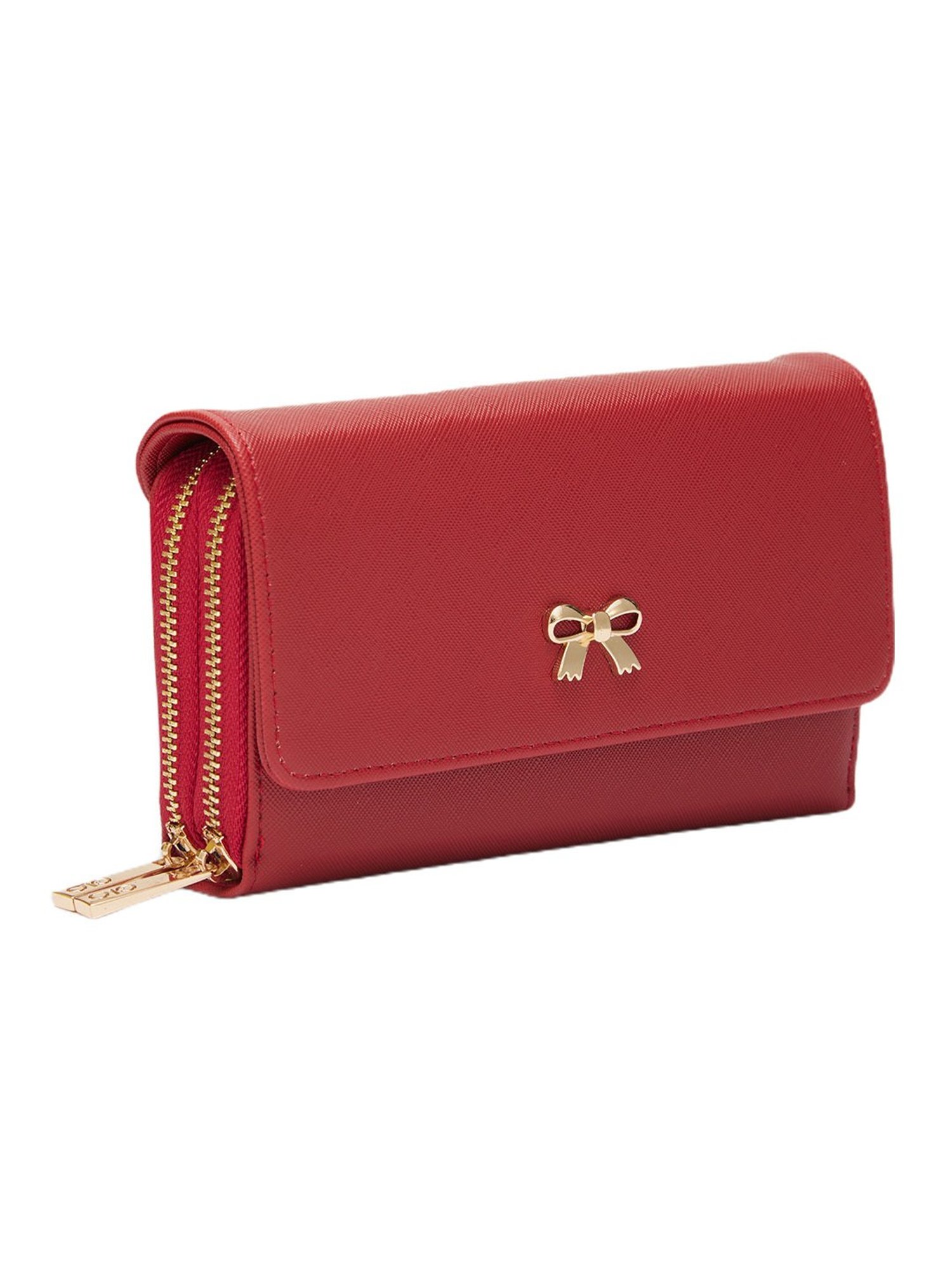 Globus Women Maroon Solid Vegan Leather Envelope Wallet with Wrist Loop